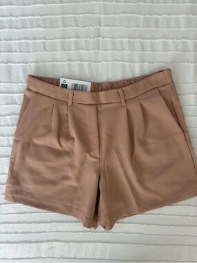 Women's Tailored High-Waist Pleated Shorts - Blush/Dusty Rose